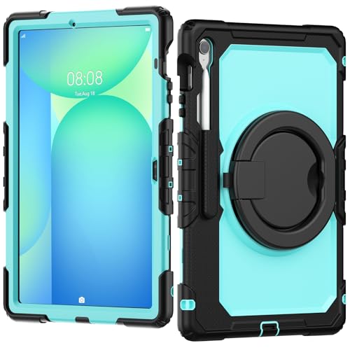Coque Samsung Galaxy Tab S10 FE Plus avec poignée rotative et bandoulière noire