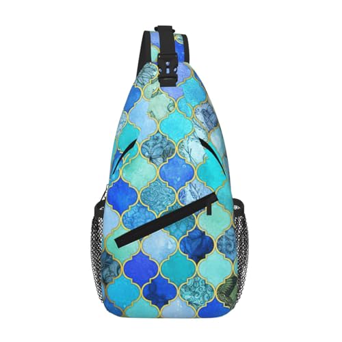 Sac à dos à bandoulière turquoise homme, sacoche poitrine légère et stylée en toile