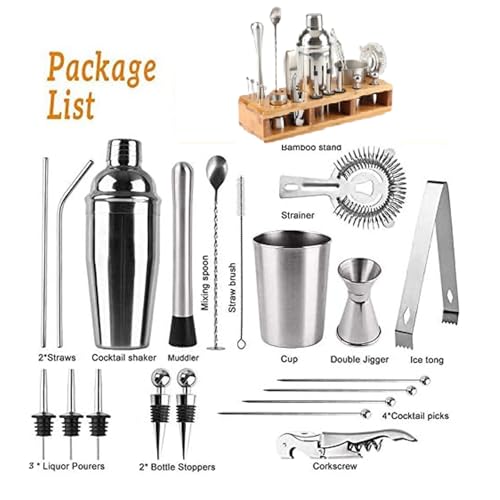 Set Bartender 23 Piezas Acero Inoxidable con Coctelera 750 ml miniatura 3