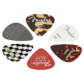 Fender© »351 Material Medley Picks » Médiators pour Guitare et Basse – Diverses couleurs et matériaux – Heavy – Set de 6 - Les Beatles, Paul McCartney, John Lennon, RIngo Starr, George Harrison