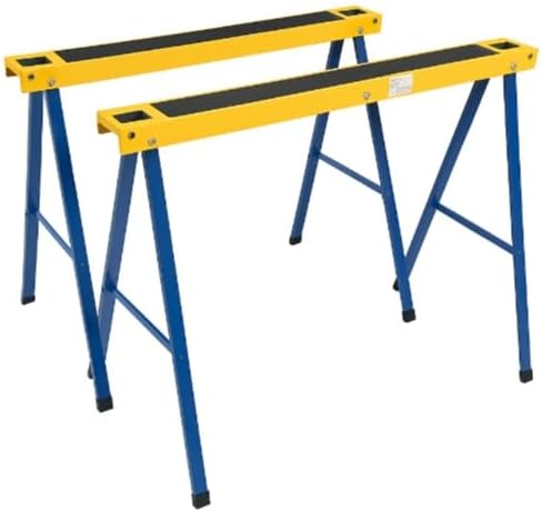 Voyager Tools 2 Pack Heavy Duty Saw Horse 275 Lbs Capacity Steel Folding Legs Sawhorse Stands