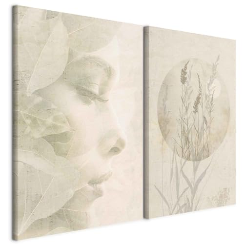 murando - Handart - Set De 2 Cuadros Collage Rostro de mujer y flores 40x30 cm 2 Pieza 20x30 cm Cada - Conjunto De 2 - Cuadro Artístico - Lienzo Habitacion Matrimonio - a-H-10151-b-a