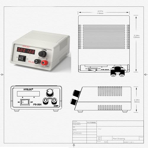 Image of Adjustable DC Power Supply, Variable Output 12V 9V 7.5V 6V 4.5V 3V / Max 2A, PS-28A Benchtop Power Supply, Dual LCD Display, Fuse Protection, No Noise