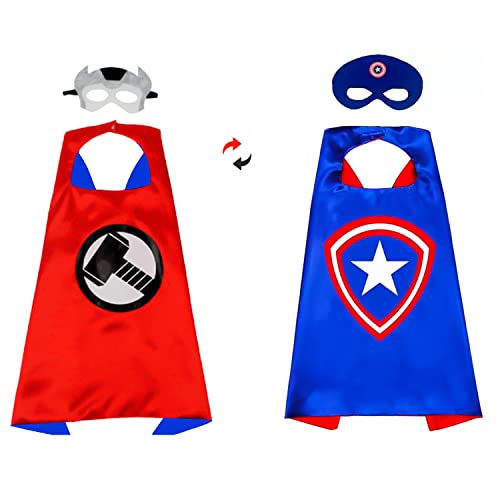 Máscara de super-herói para crianças, camada de dupla face e 2 máscaras incluídas, para festas de aniversário, cosplay, para meninas e meninos