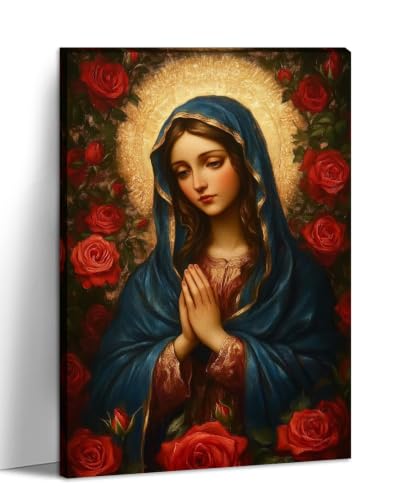 Lienzo de Virgen María BOSKMS, obra de arte sagrada en alta definición para decoración