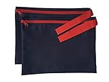 2 Document Bag 12.5" x 9.5", Navy/RED