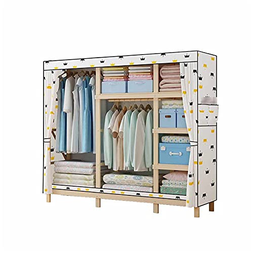 Armario para dormitorio de niña grande con barra de colgar y cubierta de tela de 170x170x45 cm