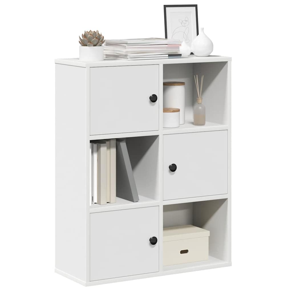 Regał na książki, biały, 60 x 24 x 76,5 cm, materiał drewnopochodny, wszechstronny organizer do przechowywania książek, czasopism, dekoracja, elastyczny montaż drzwi, łatwy w pielęgnacji