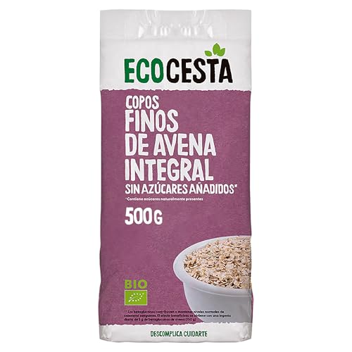 Ecocesta Copos Suaves de Avena Integral Ecológica sin Azúcar Añadido Aptos para Veganos, 500g