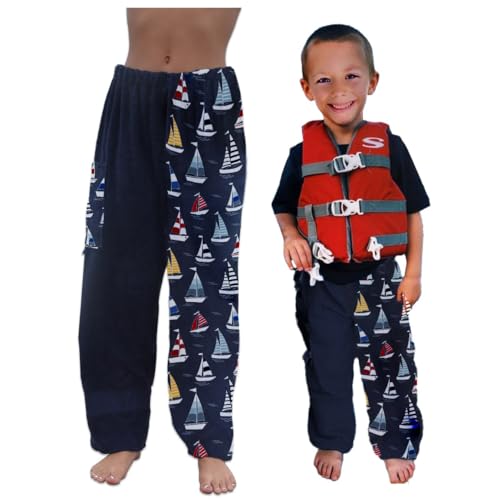 Towel Pants for Swimmers – Sailboats - Cotton Terry Towel Pants – Beach Coverup – Resort Wear – Swim wear
