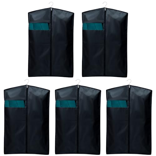 Image of Men's Coat & Blazer Cover | Fold-Over Rexin Garment Bag | Durable, Dustproof, Moisture-Proof Suit & Jacket Protector | Breathable Storage Solution (Set of 5, Black) | Height-36 inch