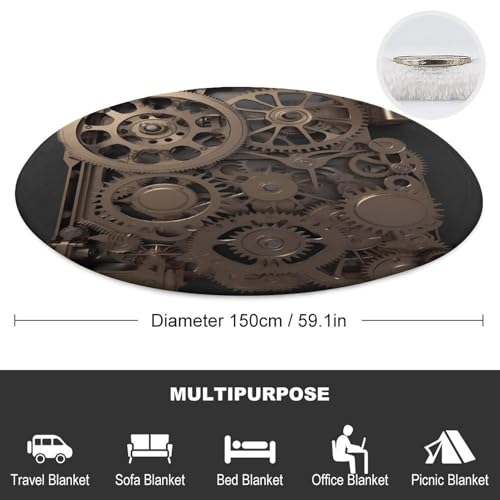 Couverture de plage circulaire steampunk grande taille 150cm franges