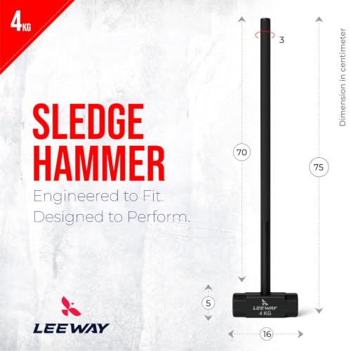 Image of LEEWAY 4 Kg Sledge Hammer for Strength Training, Gym Hammer, ClubBell, MaceBell for Full Body, Shoulder, Grip and Forearm Workout, Stretching Exercise Sledgehammer (1, Black, Sledge Hammer 4kg)