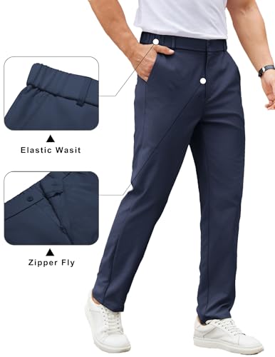Image of COOFANDY Mens Casual Chino Pants Elastic Waist Classic-Fit Dress Slacks | Hybrid Waistband, Flat Front, Lightweight, Stretchy, Comfortable, Straight Leg, Business Casual Trousers