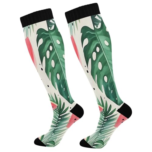 CEBUGI Watermelon Compression Long Socks Women Men Knee High Running Socks for Sports Hiking Travel,2 pair