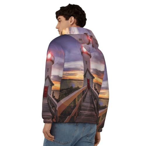 Sweat à capuche zippé homme manches longues veste décontractée Lighthouse