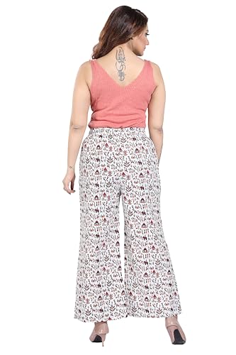 Image of BENKILS Traditional 100% Cotton Print Palazzo Pants for Women - Available Size - M, L, XL, 2XL, 3XL,4XL