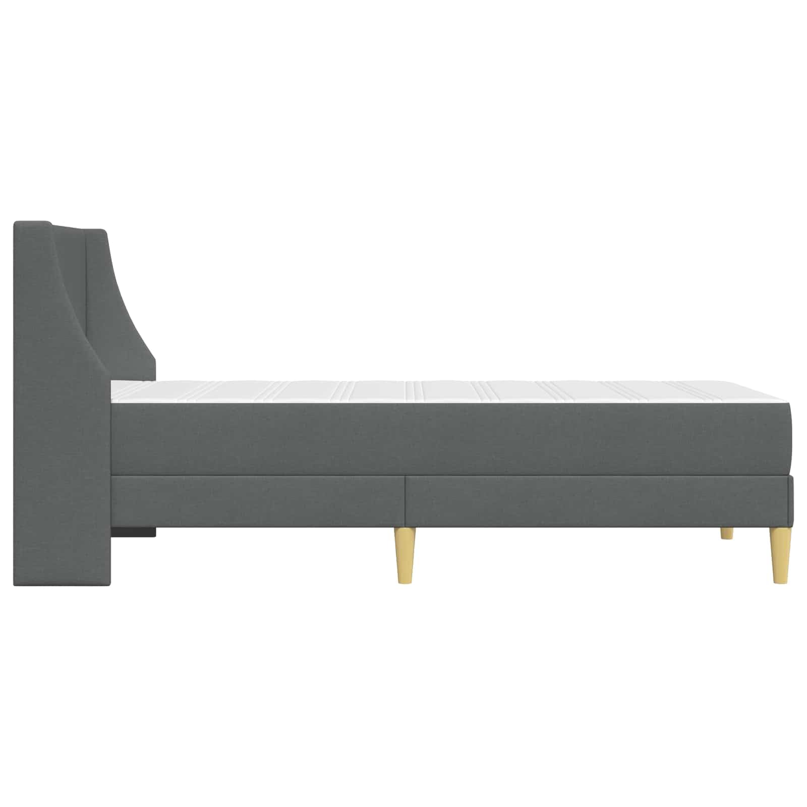 Rama łóżka z materacem, ciemnoszara, 90 x 200 cm, poliester, materac ze sprężynami kieszeniowymi, stelaż listewkowy, oddychający, ergonomiczny, z miejscem do przechowywania, dla dzieci, do