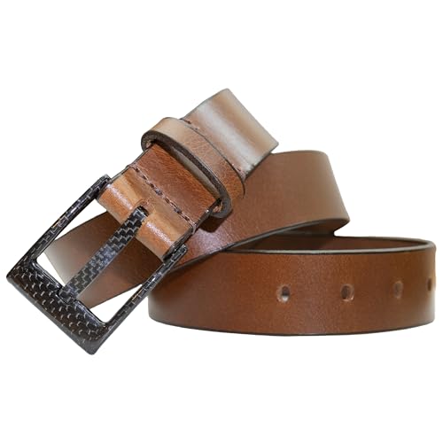 The Classified - Solid Leather Belt with Carbon Fiber Buckle | USA Made, Non Metal TSA Friendly, Certified Nickel Free