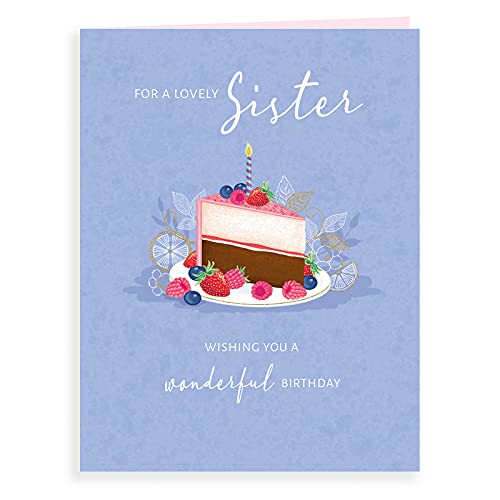 Piccadilly Greetings Group Ltd Koko Designs K70056 - Tarjeta de cumpleaños para hermana (20,32 x 15,24 cm), color verde, rojo, azul y blanco