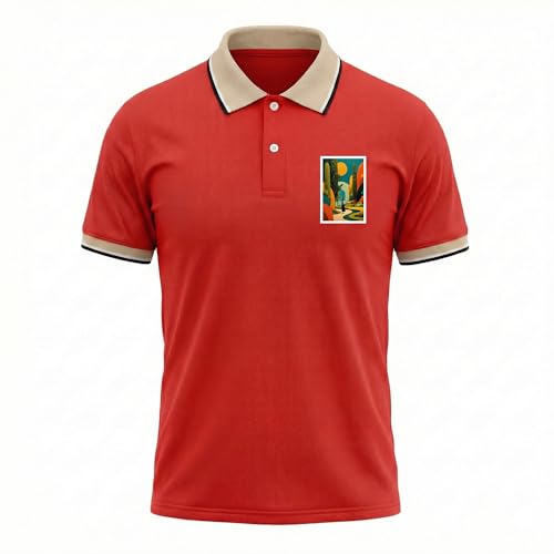 Image of Regular Fit Solid Half Sleeve Casual Tipping Collar Polo T-Shirt for Men