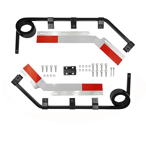 Image of Angled Bar Type Mud Flap Hangers for Semi Truck Mud Flap Hangers for Semi Mud Flaps with Reflective Strip Tape Square Steel Mudflap Hangers with 3 Coils