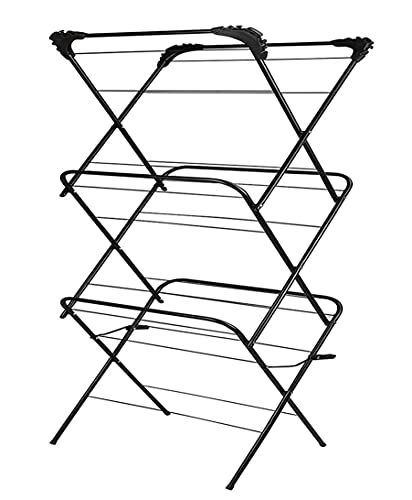 SASONS® Premium 3 Tier Clothes Airer - 12M Drying Space, Lightweight Foldable Laundry Rack for Indoor/Outdoor Use with 20 Complimentary Pegs