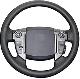 Hand-Stitched Black Leather Car Steering Wheel Cover, for Land Range Rover Sport 2010-2013 for Rover Discovery 4 2010-2016 DIY Breathable Steering Wheel Covers