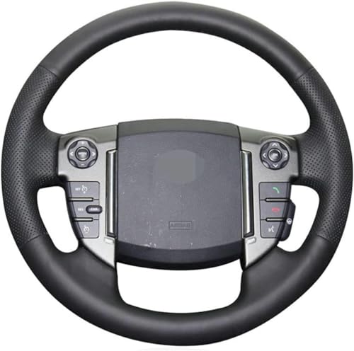 Hand-Stitched Black Leather Car Steering Wheel Cover, for Land Range Rover Sport 2010-2013 for Rover Discovery 4 2010-2016 DIY Breathable Steering Wheel Covers