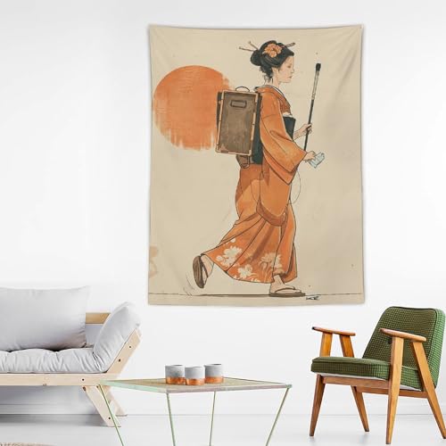 Tapisserie murale Ukiyoe de style esthetique pour decoration de salon - 152,4 cm