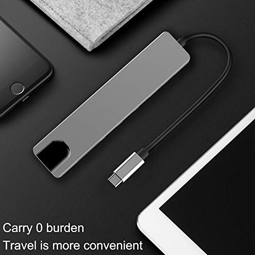 Image of Tobo 8 in 1 USB C Hub with Ethernet Adapter, 4K HDMI Output, Type C Power Delivery, SD /Micro SD Card Reader and 3 USB 3.1 Ports for MacBook Pro, XPS and More (Space Grey) TD-174TC
