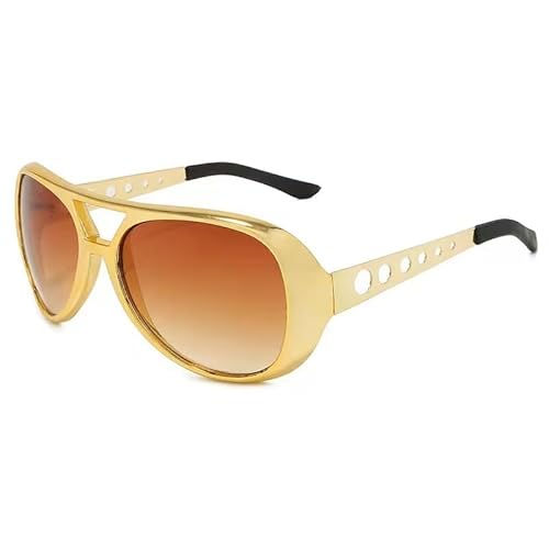 meekoo Disco Costume Set 1 Pair of 50's 60's Rockstar Disco Sunglasses and 1 Piece Disco Sign Necklace for Teens and Adult Gold, Medium