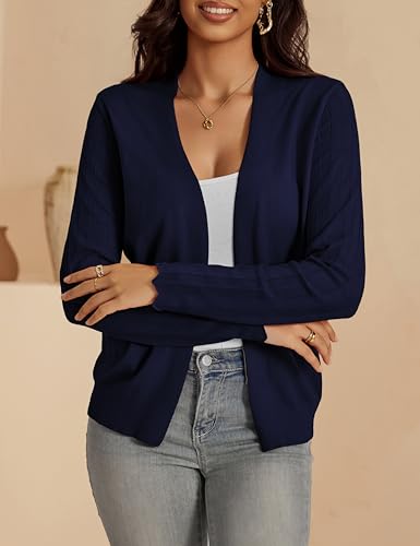 Image of VOIANLIMO Womens Cardigan Lightweight Open Front Knit Long Sleeve Cardigans Sweaters for Women