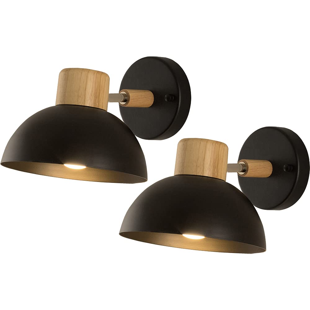 iDEGU Retro vintage wandlamp E27 industriële lamp van hout en metaal, verstelbaar, wandlamp voor binnen, met stopcontact en schakelaar, moderne wandlamp voor slaapkamer