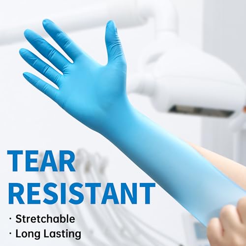 medical blue nitrile disposable exam gloves 45 mil 100 pcs chemical resistant powder-free latex-free food-safe