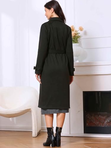 Allegra K Winter Trench Coats for Women's 2025 Double Breasted Belted Long Overcoat3
