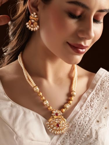 Image of Rubans Necklace Set Gold Plated Traditional Jewellery Gift for Women & Girls