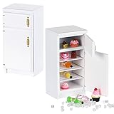 12 Pieces Miniature Dollhouse Refrigerator with Drink Bottles Jam Bottle Cake Decorations Ice Cubes...