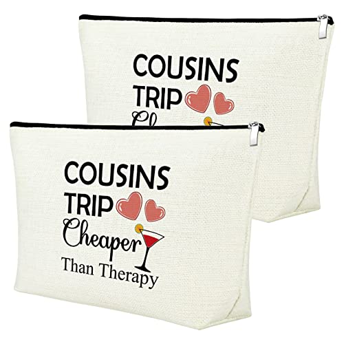 Cousin Makeup Bags for Women 2 Pieces Cousins Trip Gifts Bags Bulk Inspirational Gift for Cousin Gifts from Cousins Funny Gifts for Cousin Cosmetic Bag Female Friendship Weekend Gifts Birthday Gift