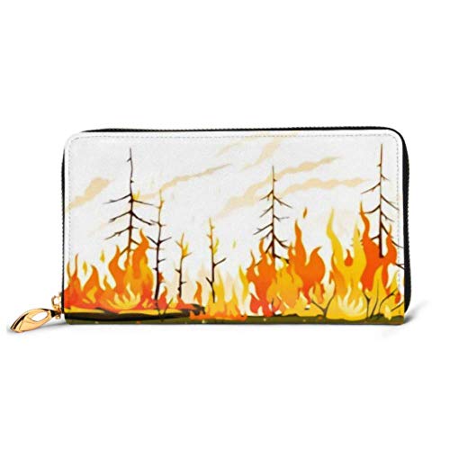 Preisvergleich Produktbild JHGFG Mode Handtasche Reißverschluss Brieftasche Brennen Wald Fichten Feuer Flammen Isolierte Telefonkupplung Geldbörse Abendkupplung Blockieren Leder Brieftasche Multi Card Orga