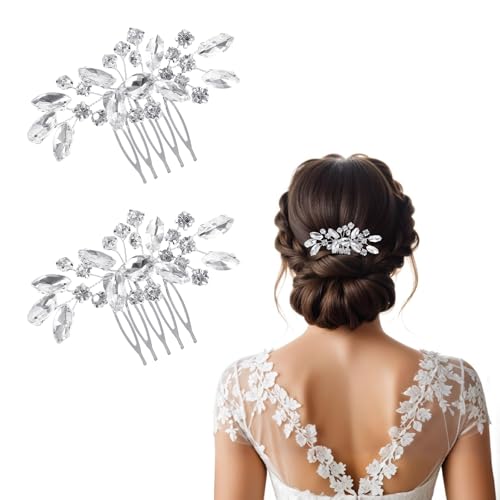 Nogeqi 2 Stück Braut Haarschmuck Silber Für Damen, Haarschmuck Hochzeit Konfirmation Mädchen,...