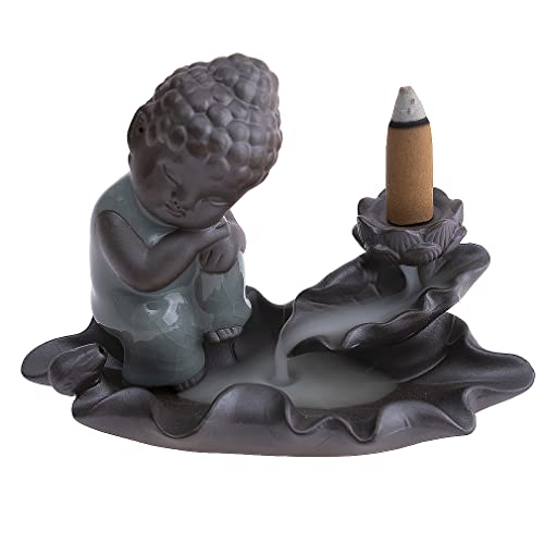 lachineuse - Fontaine à Encens Bouddha - Brule Encens Cascade 14 cm - en Céramique - Porte Encens pour Décoration Intérieure - Déco Zen Asiatique -...
