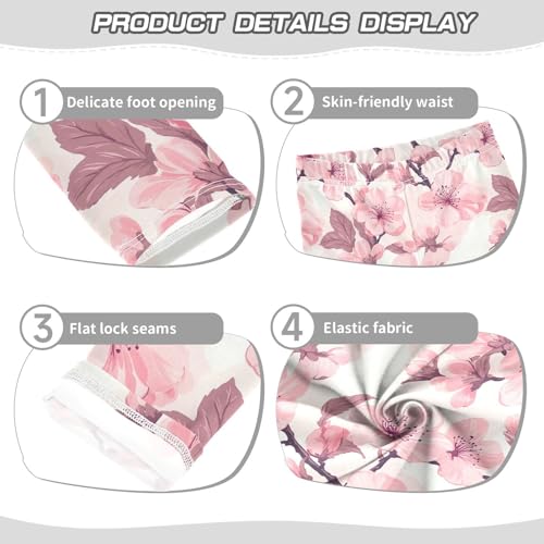 Girls Leggings Pink Cherry Blossoms Soft Toddler Leggings for Girls Kids Pants Size 4T-10T3