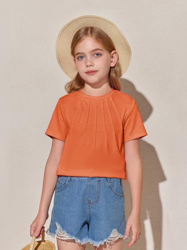 Image of Haloumoning Girls Pleated T Shirts Kids Summer Short Sleeve Fashion Tops Tees 5-14 Years