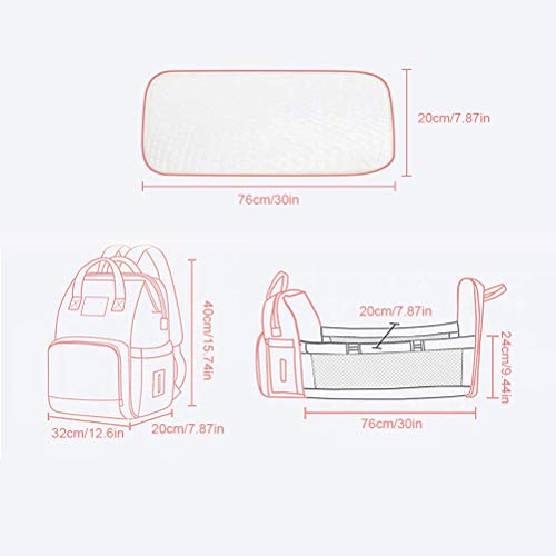 Mochila de fraldas para mamãe e papai com trocador de roupa, 3 em 4, portátil, multifuncional, bolsa