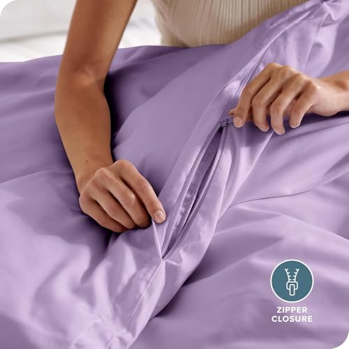 Image of Viewstar Premium Cotton Duvet Cover, King Size 91x101 Inches, 300 Thread Count, Ultra-Soft, Wrinkle-Free, Cotton-Quilt /Comforter Zipper Cover (Light Purple)