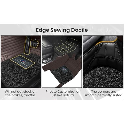 Image of Autofurnish Premium 9D Car Mat Full Set for Mahindra XUV 3XO (Automatic) 2024 || Luxury Leather Dual-Stitch Full Set 9D Car Floor Mat || 100% Waterproof || Color : Coffee Coffee