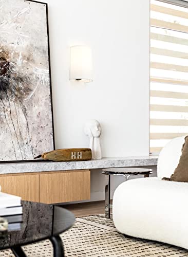 Yosoan Wandleuchte mit Halbkreis Stoffschirme Wandlampe Lampe Wandleuchten mit E27 für Spiegel, Wohnzimmer, Schlafzimmer und Treppe (1 Stk mit weiß Stoffschirme)