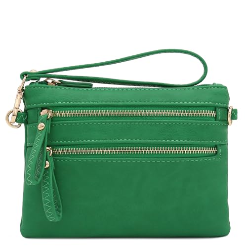 Image of FashionPuzzle Multi Zipper Pocket Small Wristlet Crossbody Bag