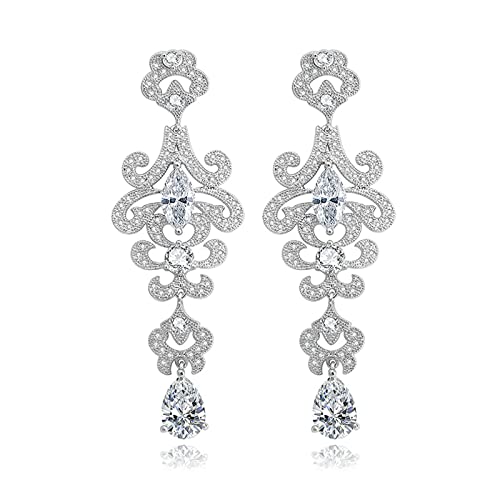 Boucles d'oreilles plaqué argent style ancien serties d'oxydes de zirconium précieux